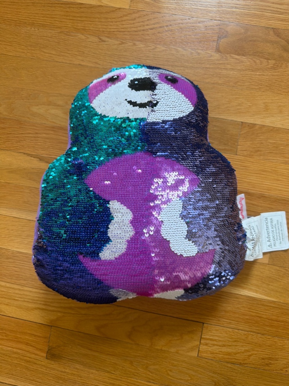 Iscream sequin sloth pillow